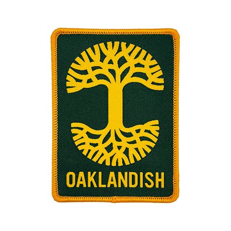 Iron-On Patch - Forest Green, Gold Oaklandish Tree Logo & Wordmark