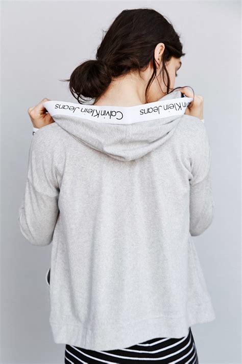 Calvin Klein For Uo Flyaway Hoodie Sweatshirt In Gray Lyst