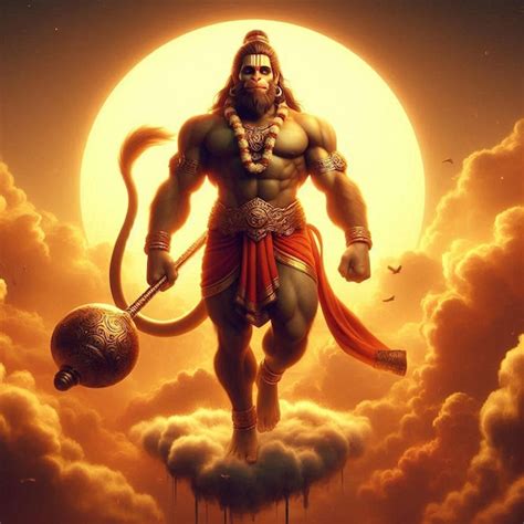 Celebrate the divine power of Lord Hanuman in Hinduism | Premium AI ...