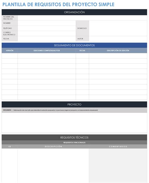 Plantillas Gratuitas De Requisitos Del Proyecto Smartsheet