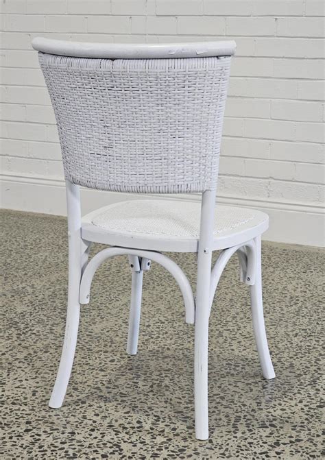 Lot Set Of Six White Parisian Rattan Back Dining Chairs 87 X 44 X 45cm