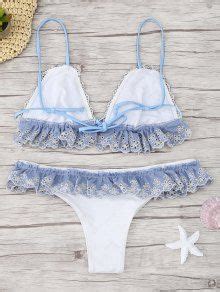 Ruffle Applique Thong Bikini Set In WHITE ZAFUL 2024
