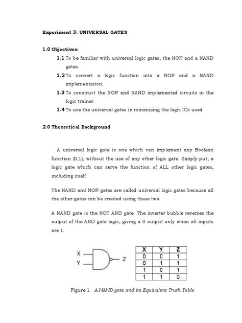 Exp3 Universal Gates 1 | Download Free PDF | Logic Gate | Electronic Circuits