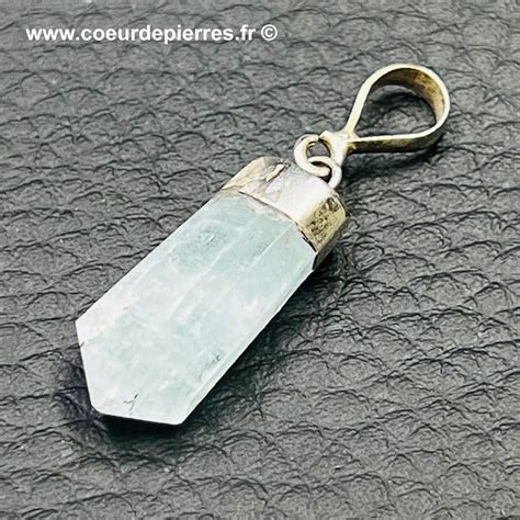 Pendentif Aigue marine pierre naturelle Cœur de Pierres