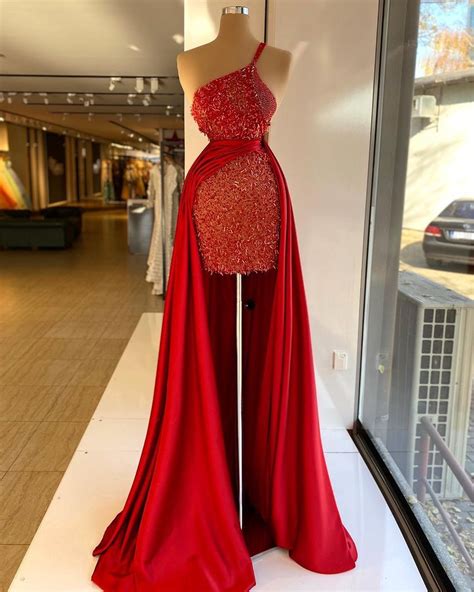 Sparkly Red Sequin High Low Prom Dresses Vintage Ball Gown Fd2414