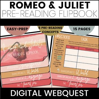 Romeo And Juliet Pre Reading Webquest Flipbook By Litchicks