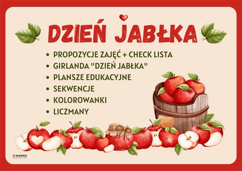 DZIEŃ JABŁKA GIRLANDA KARTY PRACY ZABAWY KOLOROWANKI MATERIAŁY