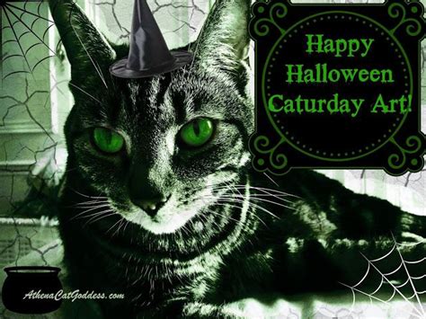 Athena Cat Goddess Wise Kitty Halloween Witchy Greeny Caturdayart