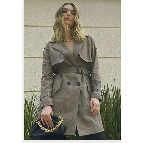 Sobretudo Trench Coat Bege Xadrez Cinto Sob No Shoptime