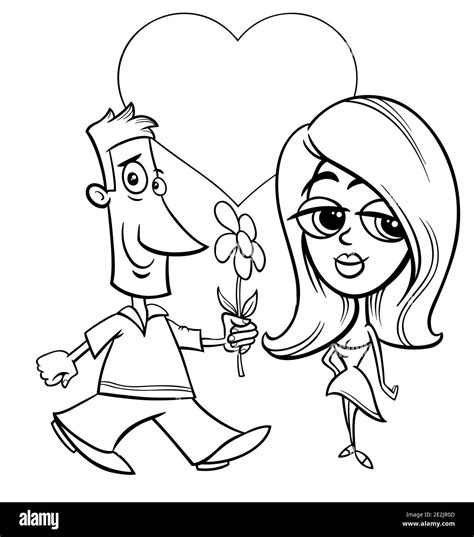 Valentines Day Greeting Card Cartoon Illustration With Woman And Man