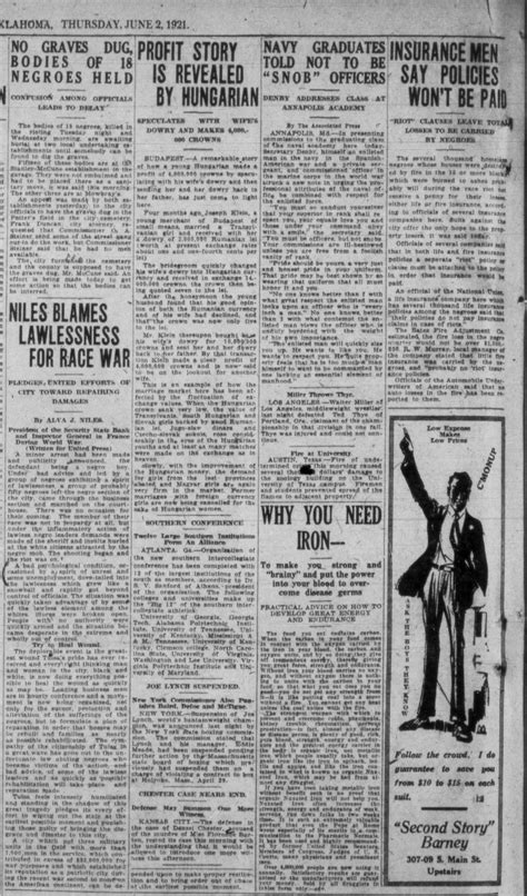 Tulsa Race Massacre from the Tulsa Tribune, June 1-9, 1921