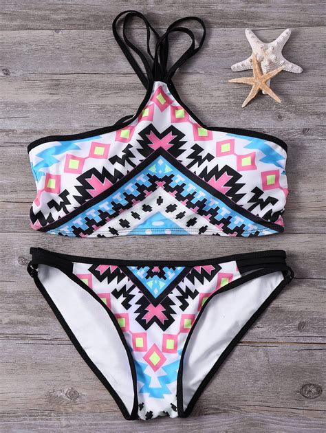 Off Chic Cut Out Geometric Print Women S Bikini Set Rosegal