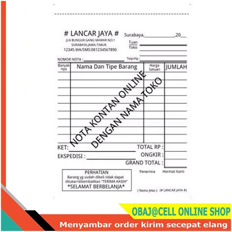 Nota Kontan Onoffline 1ply 25 Lbr Dgn Nama Toko Shopee Indonesia