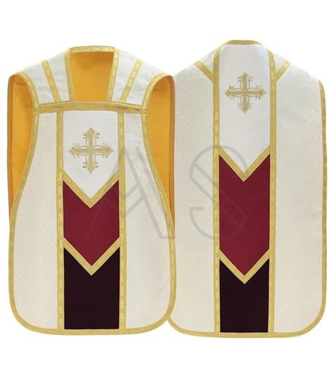 Chasuble romaine R739 AKC25 crème rouge TOUS LES PRODUITS Chasubles