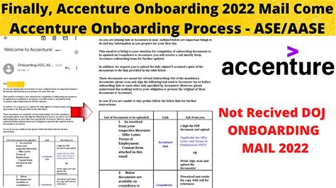 Accenture Onboarding Mail Accenture Pre Virtual Onboarding