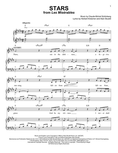 Stars Les Miserables Sheet Music 5