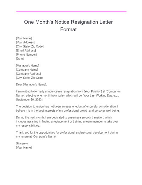 One Month Resignation Letter 17 Examples Pdf Tips