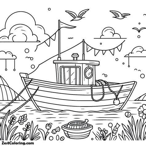 Little Fishing Boat Coloring Page 4 : Coloring for Kids – Smart, Creative, and Fun