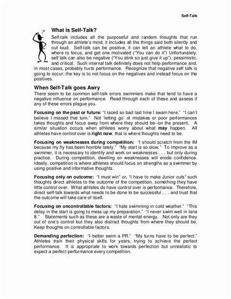 50 Positive Self Talk Worksheet