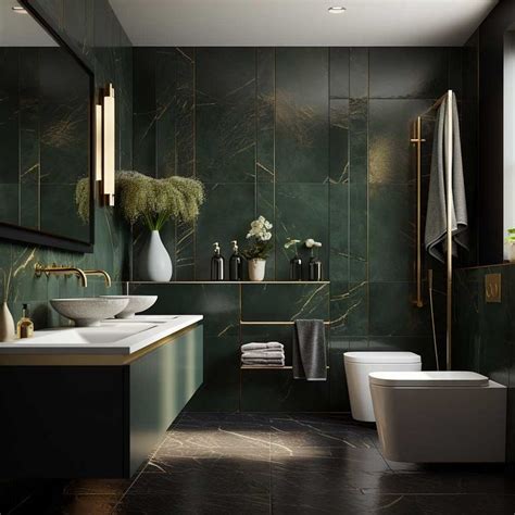 Tips For Designing A Luxurious Modern Dark Green Bathroom Art