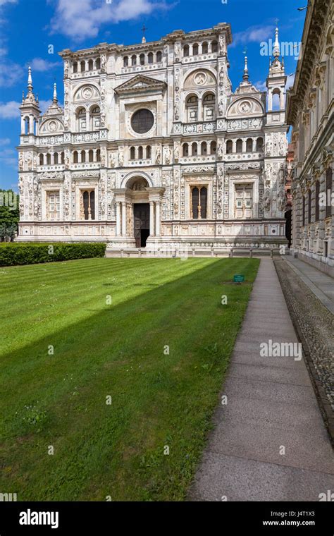 abbey church certosa  pavia monastery lombardy italy stock photo