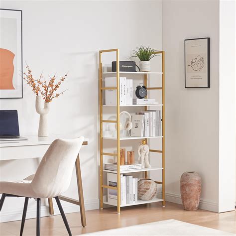Mercer41 5 Tier Bookshelf, Open Shelf For Storage, Tall Narrow Bookcase