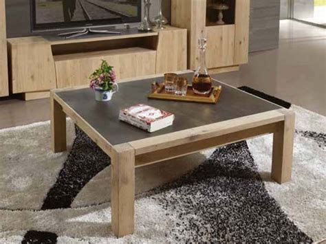 Table Basse Carrée Flower En Chêne Massif Avec Plateau Céramique Meubles Bois Massif