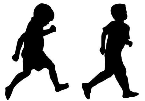 Two Naughty child running silhouette free Download