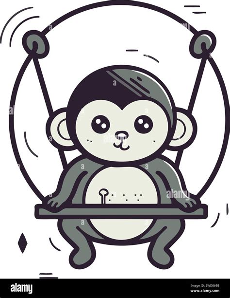 Monkey swinging on a swing. Vector illustration in cartoon style Stock ...