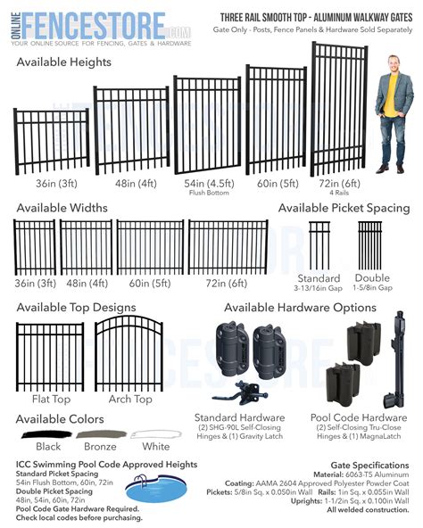 Three Rail Smooth Top Aluminum Gates