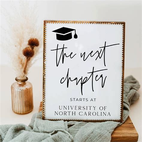 The Next Chapter Sign Template, Printable Modern Grad Party Sign