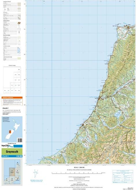 Topo250 map: 17 - Greymouth | Toitū Te Whenua - Land Information New ...