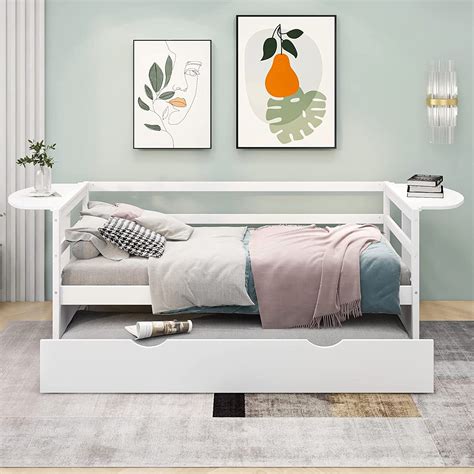 Harper & Bright Designs Daybed with Trundle and Side Foldable Table