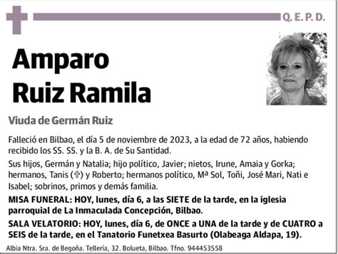 Amparo Ruiz Ramila Esquela Necrológica El Correo