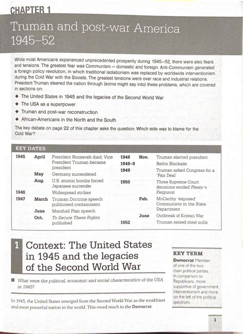 AQA Chapter 1: Truman and America - Cold War, Civil Rights, and