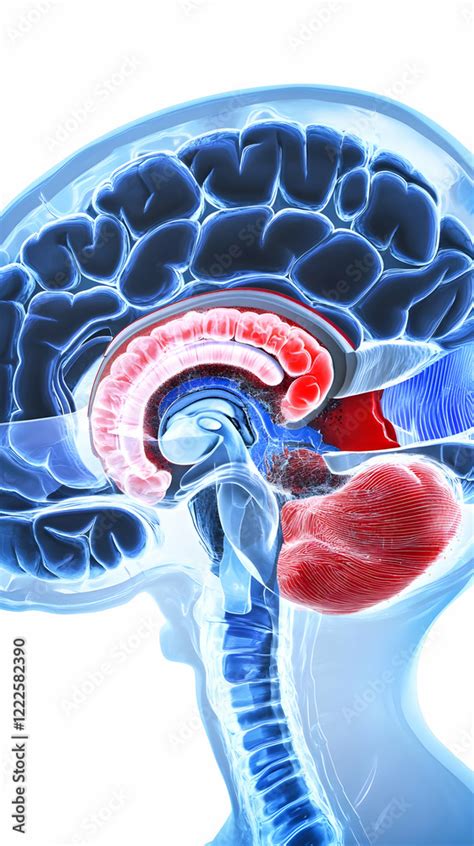 medical illustration shows human brain anatomy  cerebellum