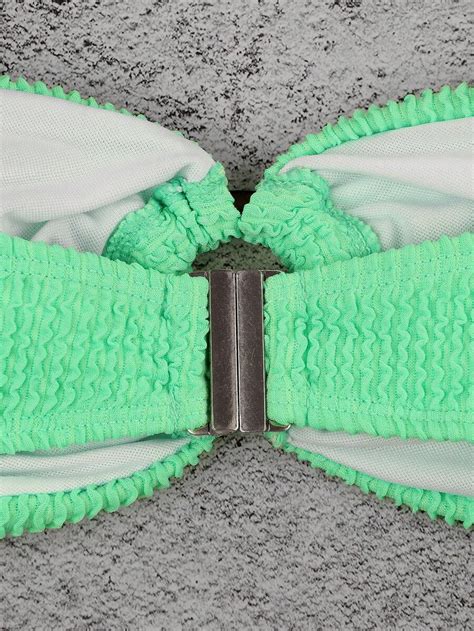 European And American Style Sexy Solid Color Pleated Bikini Set For