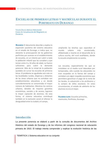 Pdf Escuelas De Primeras Letras Y Matr Culas Durante El