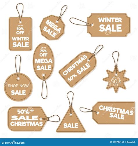 Christmas Sale Paper Tag Banner Holiday Discount Xmas Winter Offer