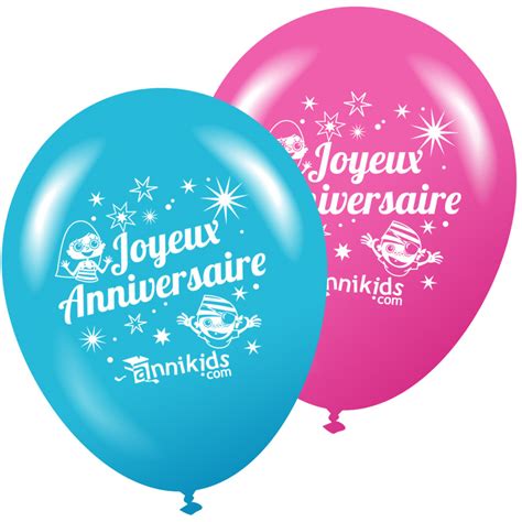 8 Ballons Annikids Joyeux Anniversaire Rose Bleu Pour Lanniversaire De