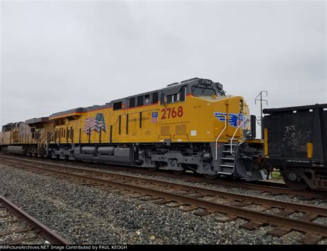 UP 2768 Brand New ES44AC C45AH Locomotive Sits In The Siding As A Rear