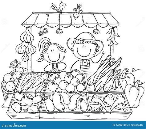 Farmers Market Coloring Sheet