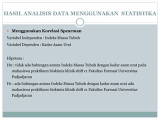 Hubungan Indeks Massa Tubuh Dengan Kadar Asam Urat Ppt