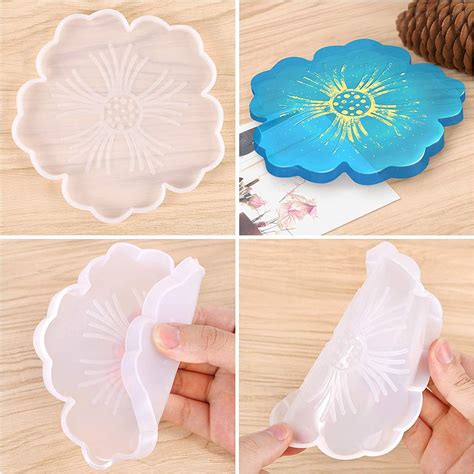 Flower Coaster Molds, Silicone Coaster Molds for Epoxy Resin, Glossy