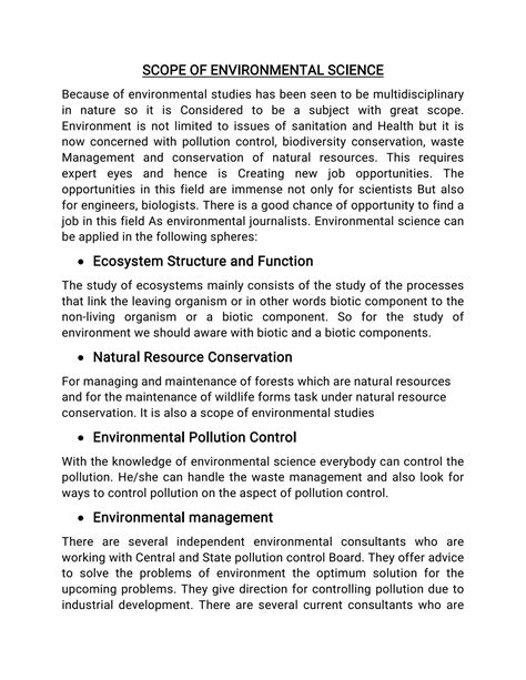 SOLUTION: Scope of environmental sciencedocument - Studypool