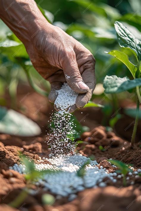 Farmer spreading fertilizer on lush green field nurturing crops for