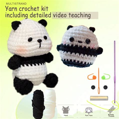 Kit De Material De Croch De Animais Amigos Panda E Pinguim Diy