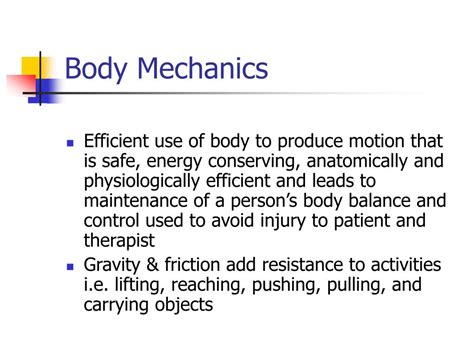 Ppt Body Mechanics And Transfer Techniques Powerpoint Presentation Id