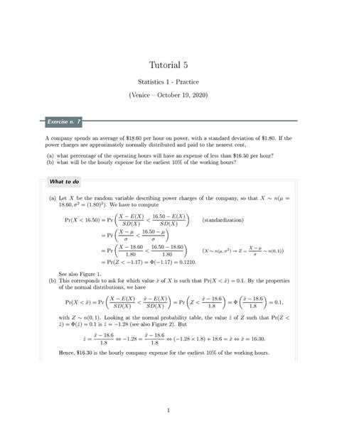 Tutorial 5 Summary Of The Solutions Of The Exercises Seen In Class