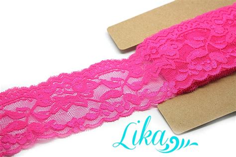 Stretch Hot Pink Lace Inch Wide Stretch Lace By The Yard Etsy